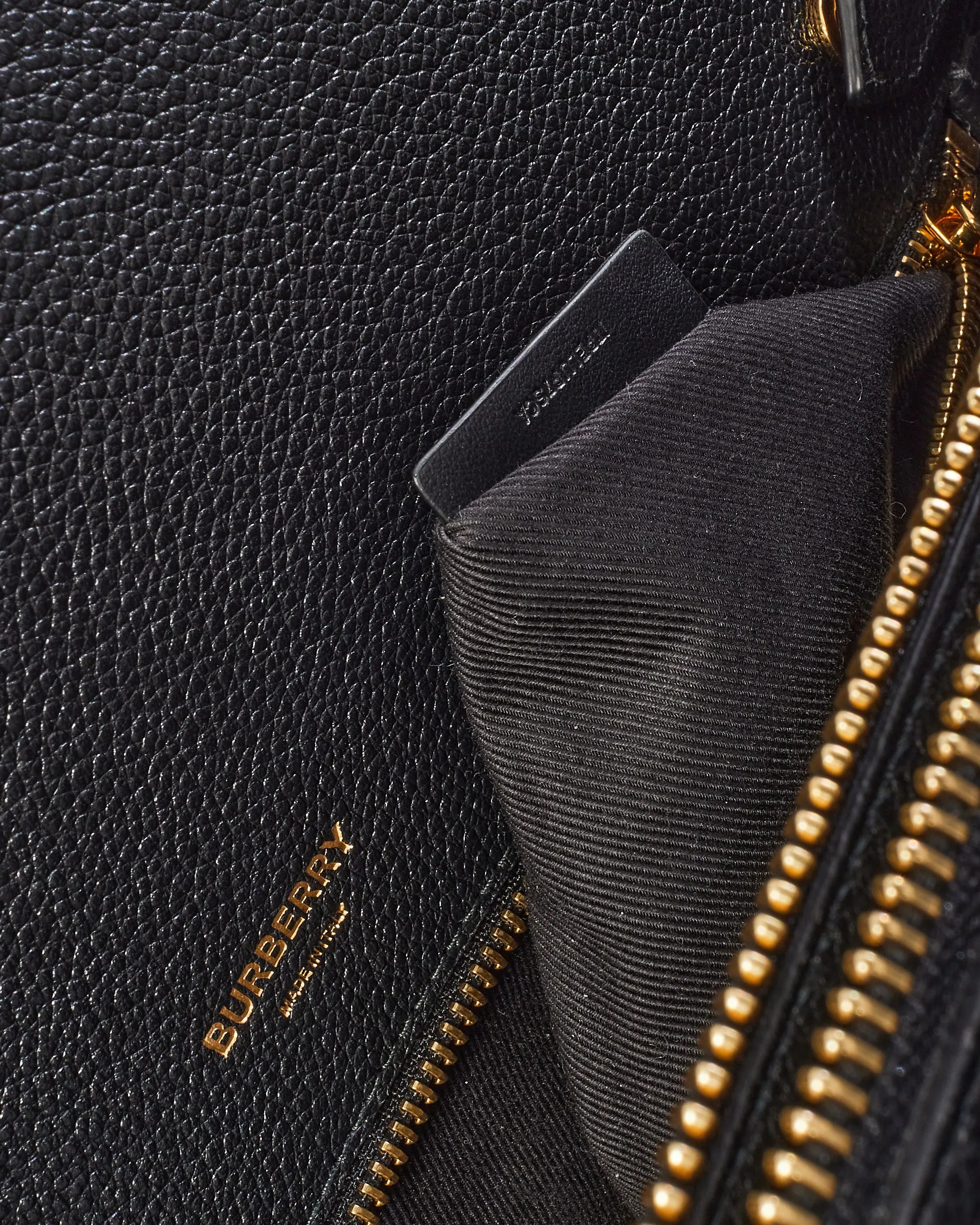 Burberry Black Leather Medium Title Tote Bag