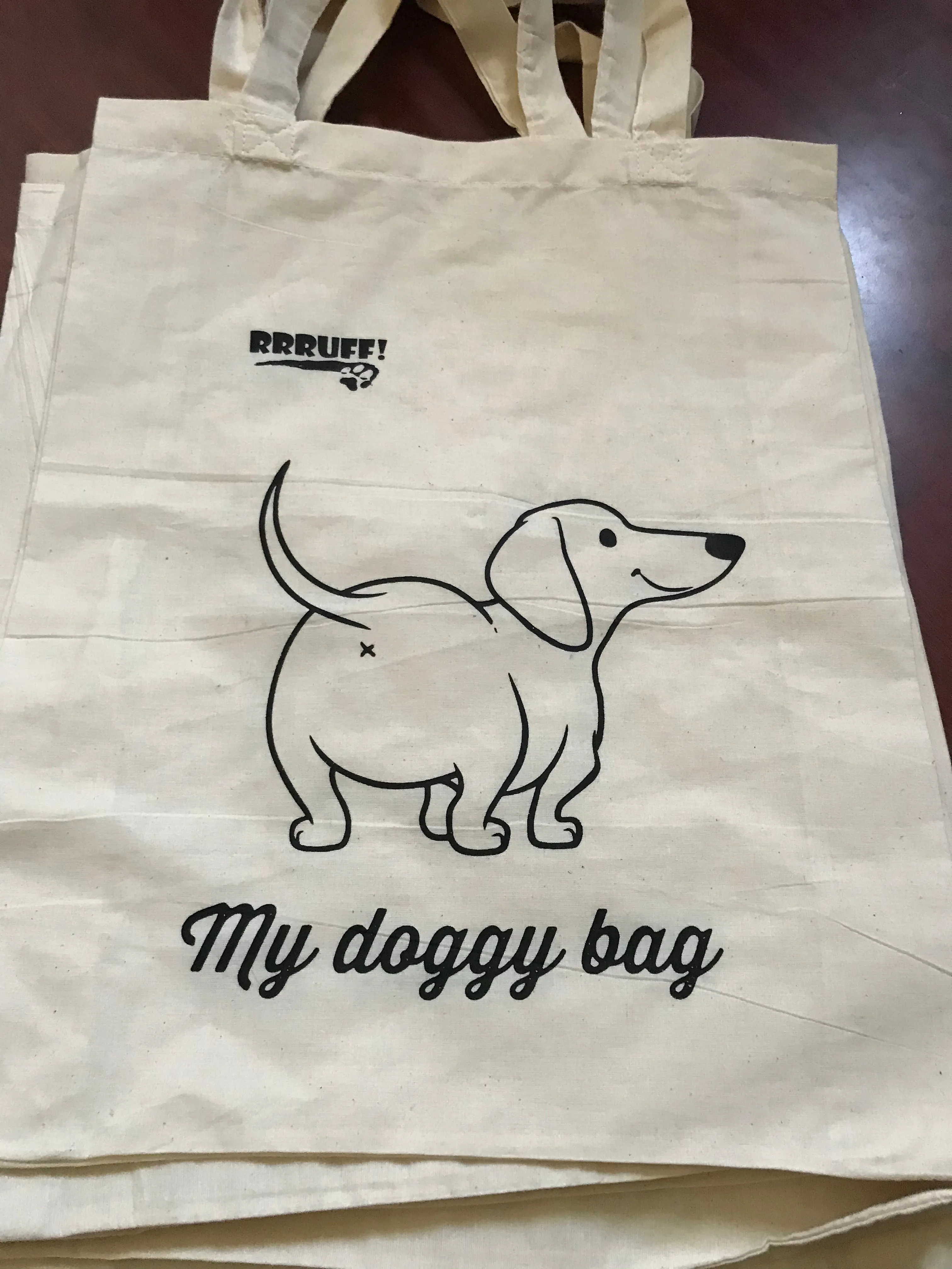 Calico tote bag book bag Christmas gift shopping bag dachshund puppy doggy