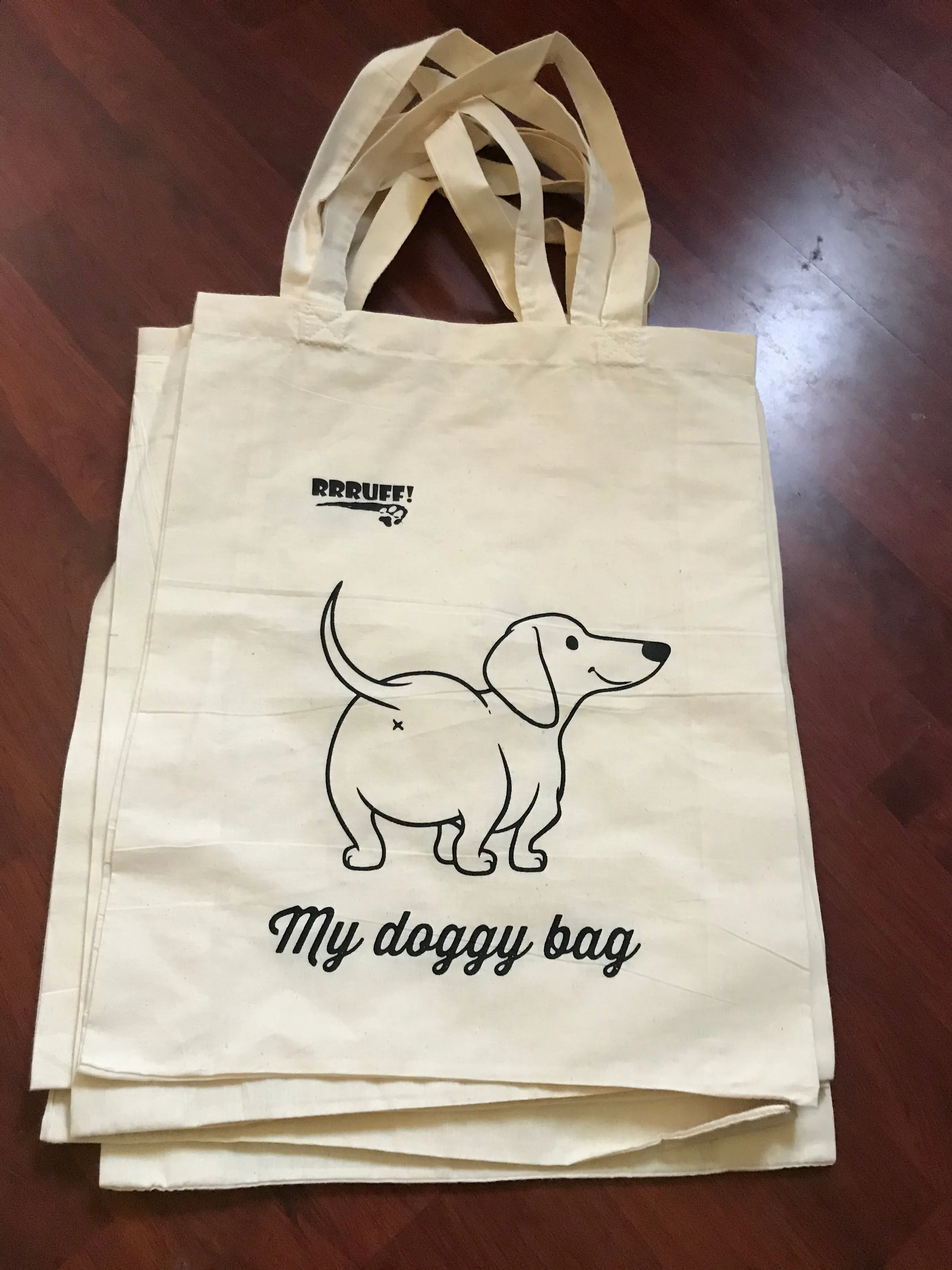 Calico tote bag book bag Christmas gift shopping bag dachshund puppy doggy