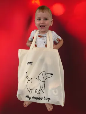 Calico tote bag book bag Christmas gift shopping bag dachshund puppy doggy
