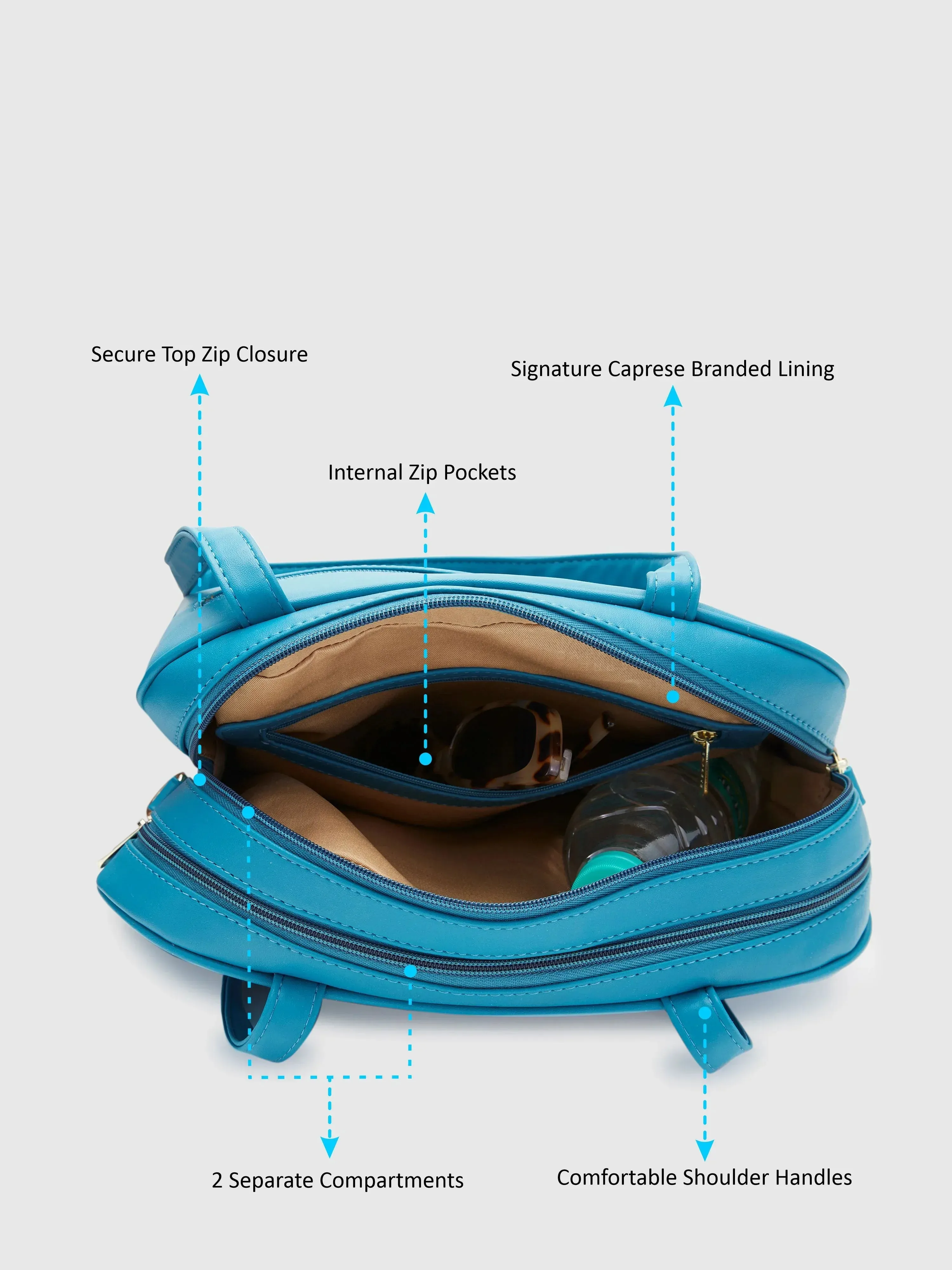 Caprese Adah Large Teal Satchel Bag