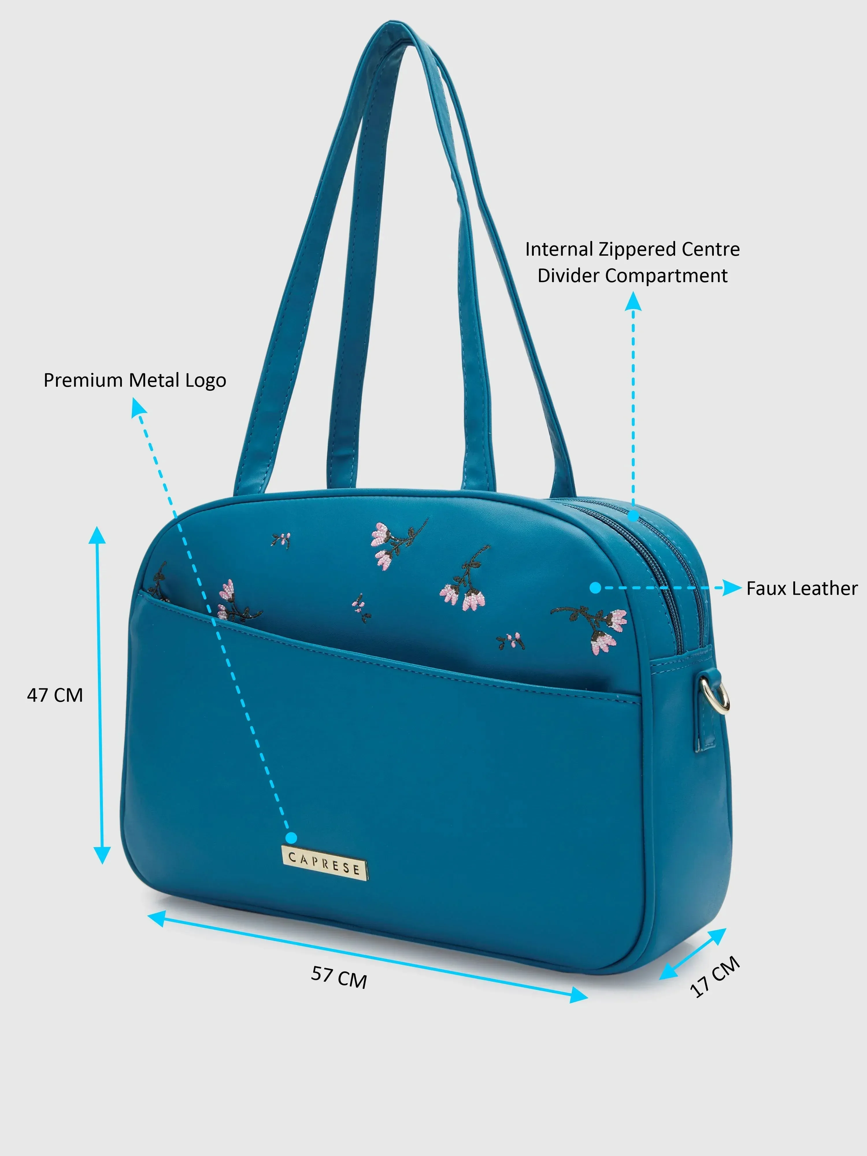 Caprese Adah Large Teal Satchel Bag