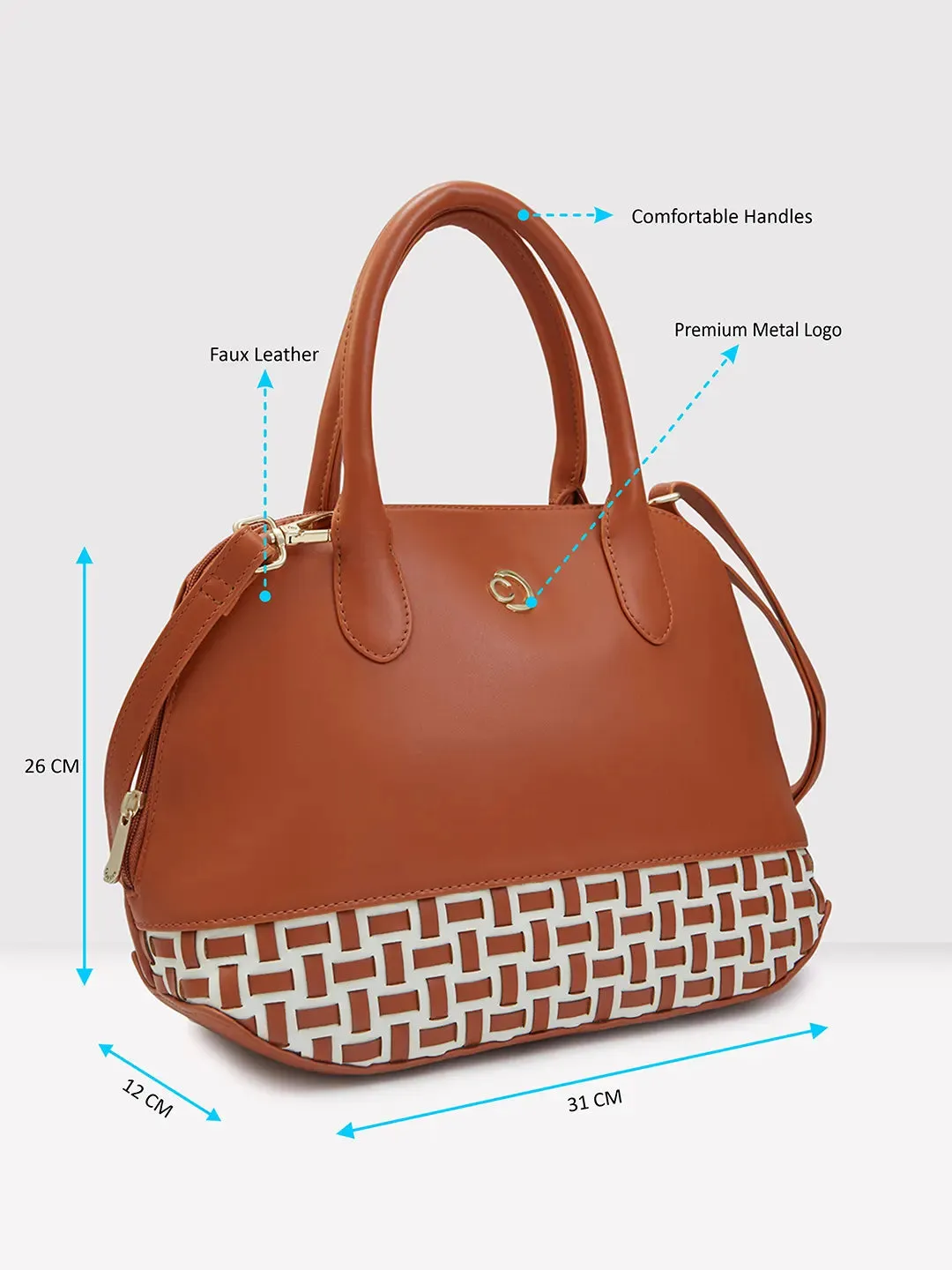Caprese Zeta Quilted Medium Tan Satchel Bag