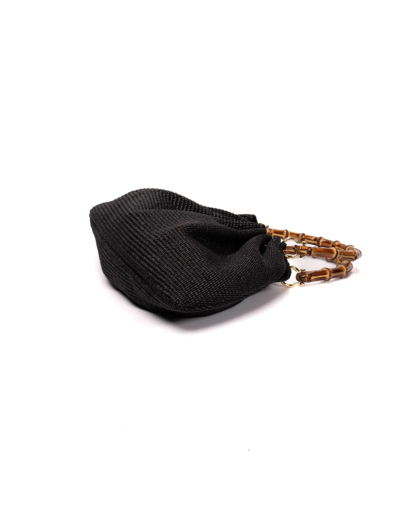 Caterina Raffia Bamboo Bag Black