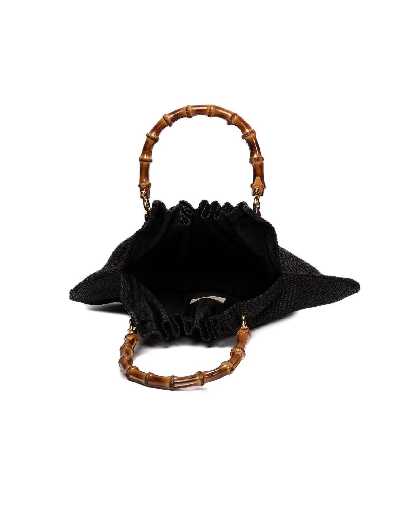 Caterina Raffia Bamboo Bag Black