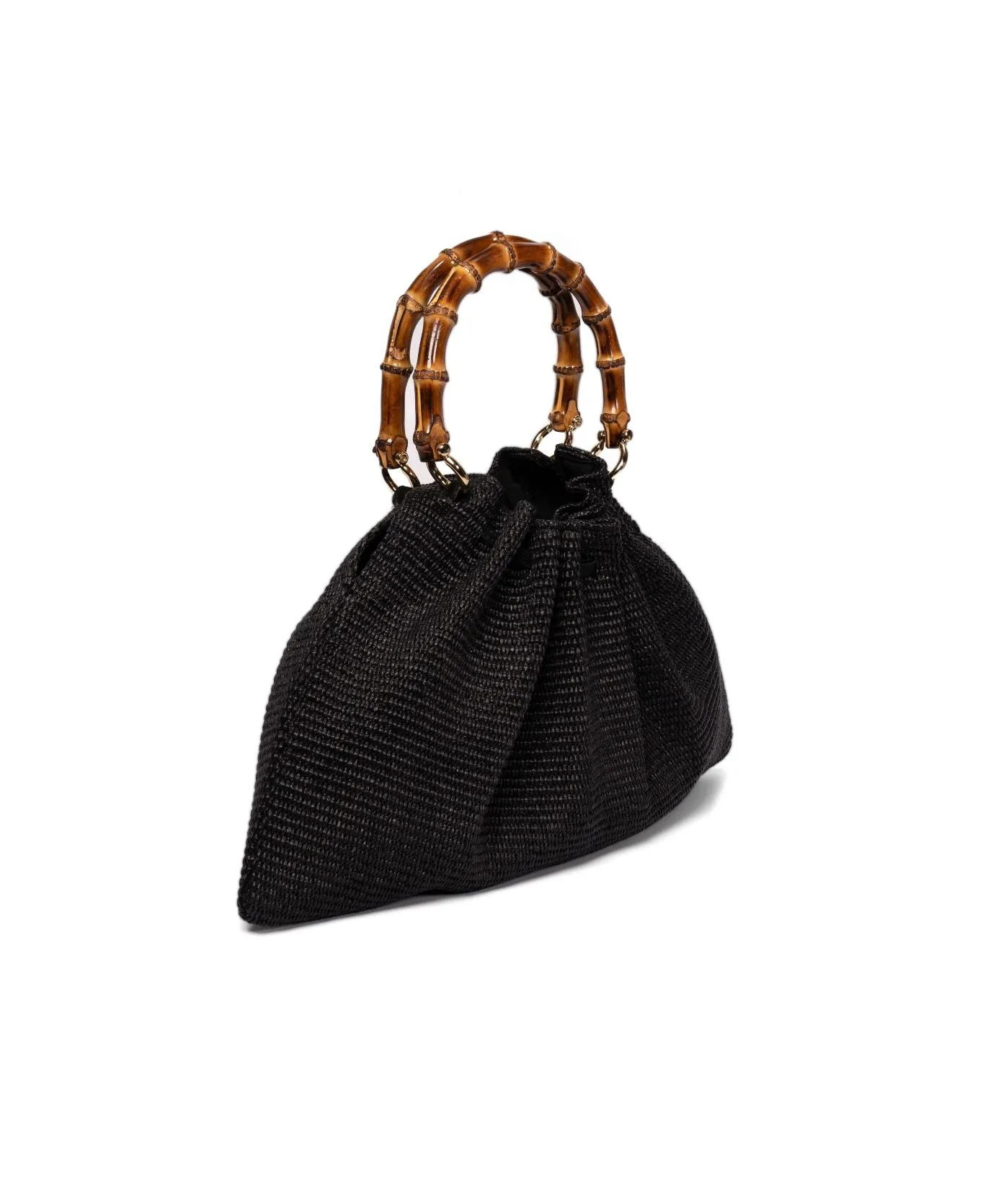 Caterina Raffia Bamboo Bag Black