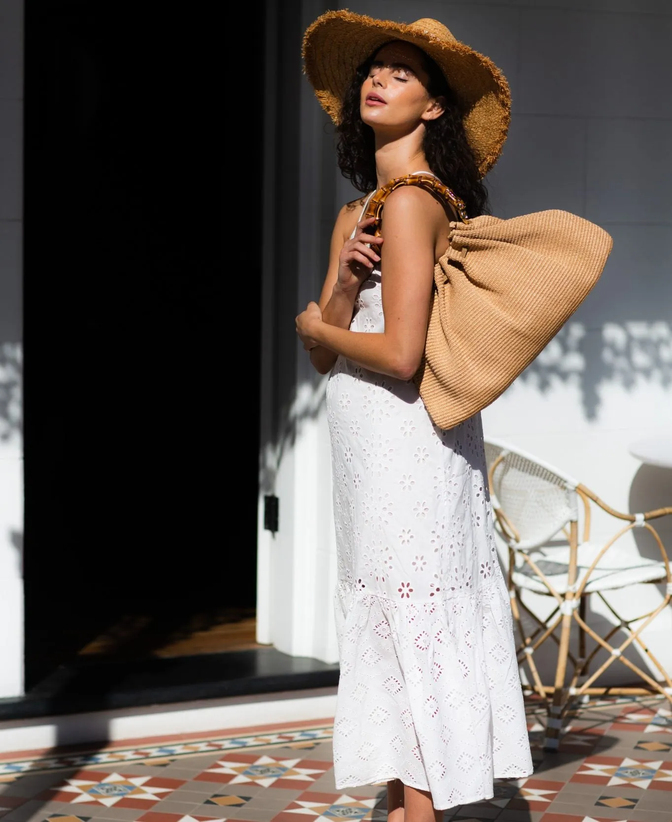 Caterina Raffia Bamboo Bag