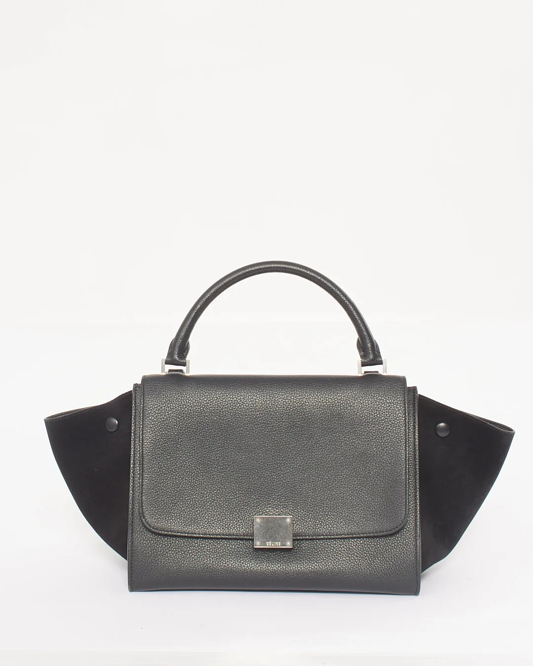 Celine Black Leather & Suede Small Trapeze Bag