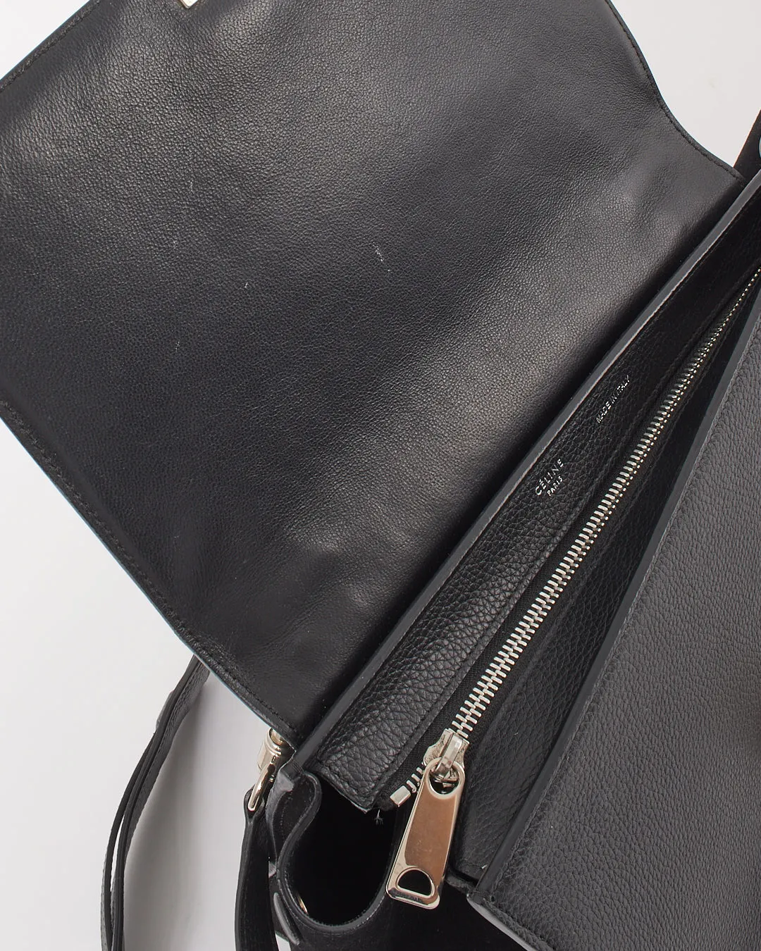 Celine Black Leather & Suede Small Trapeze Bag