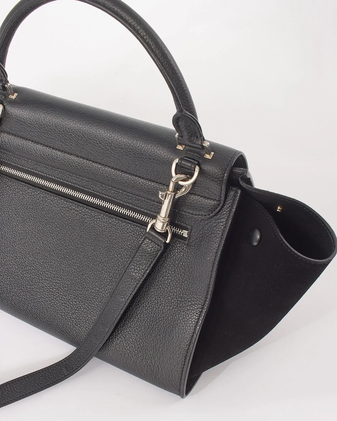 Celine Black Leather & Suede Small Trapeze Bag