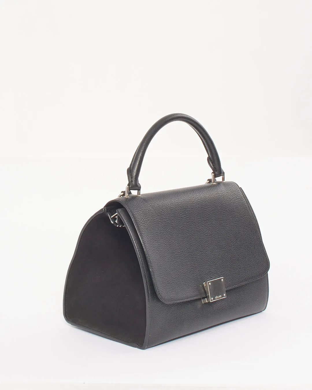 Celine Black Leather & Suede Small Trapeze Bag