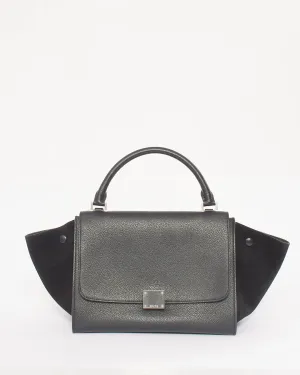 Celine Black Leather & Suede Small Trapeze Bag