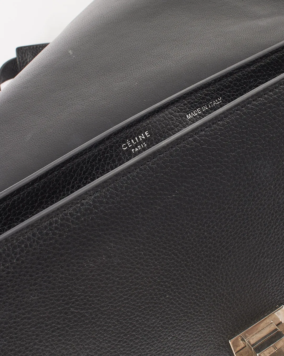 Celine Black Leather & Suede Small Trapeze Bag