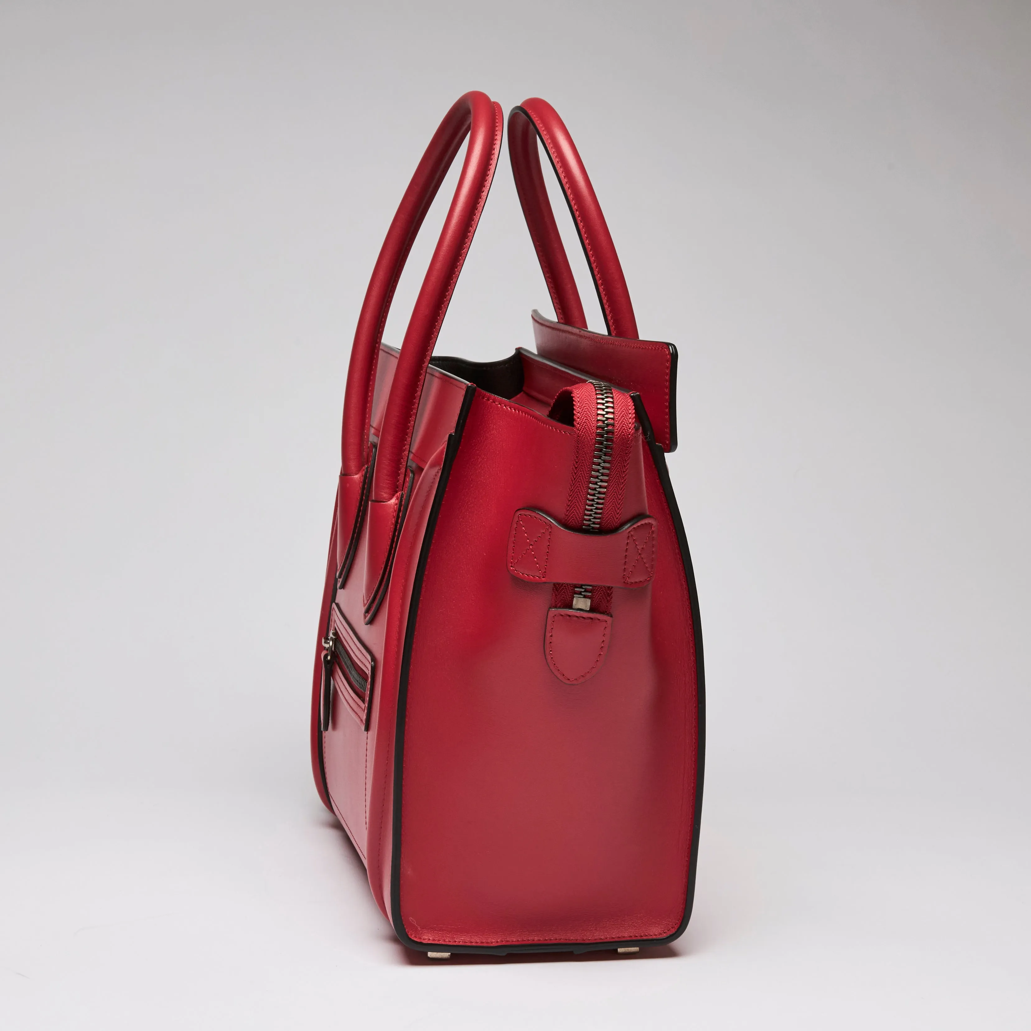 Celine Red Luggage Tote Bag, Micro Size