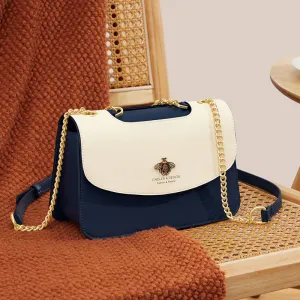 Chain Bee LOGO Versatile Shoulder Messenger Leather Handbag
