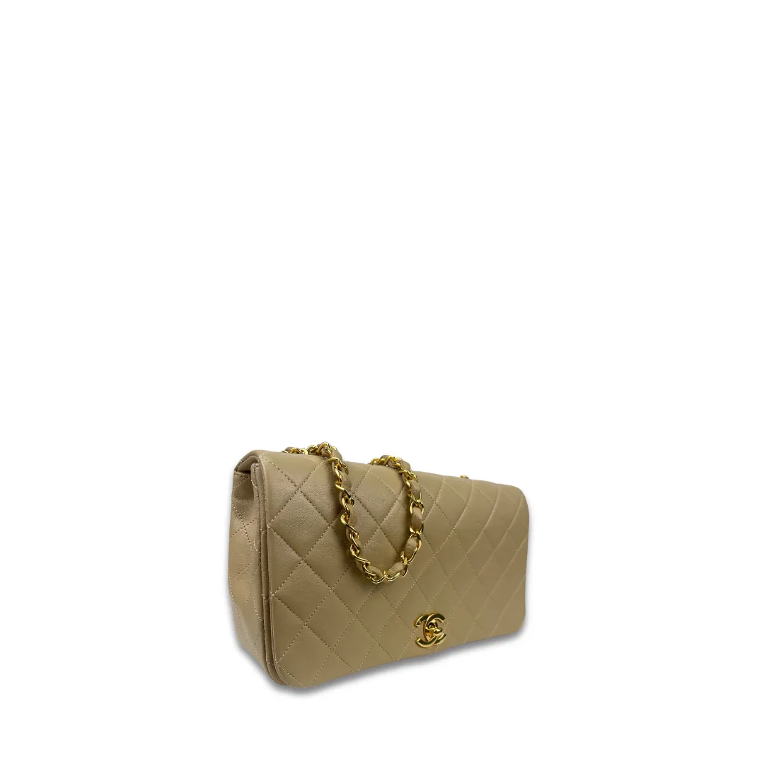 Chanel Beige Full Flap Shoulder Bag