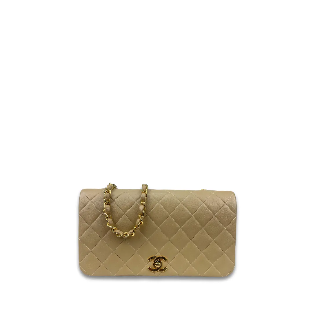 Chanel Beige Full Flap Shoulder Bag