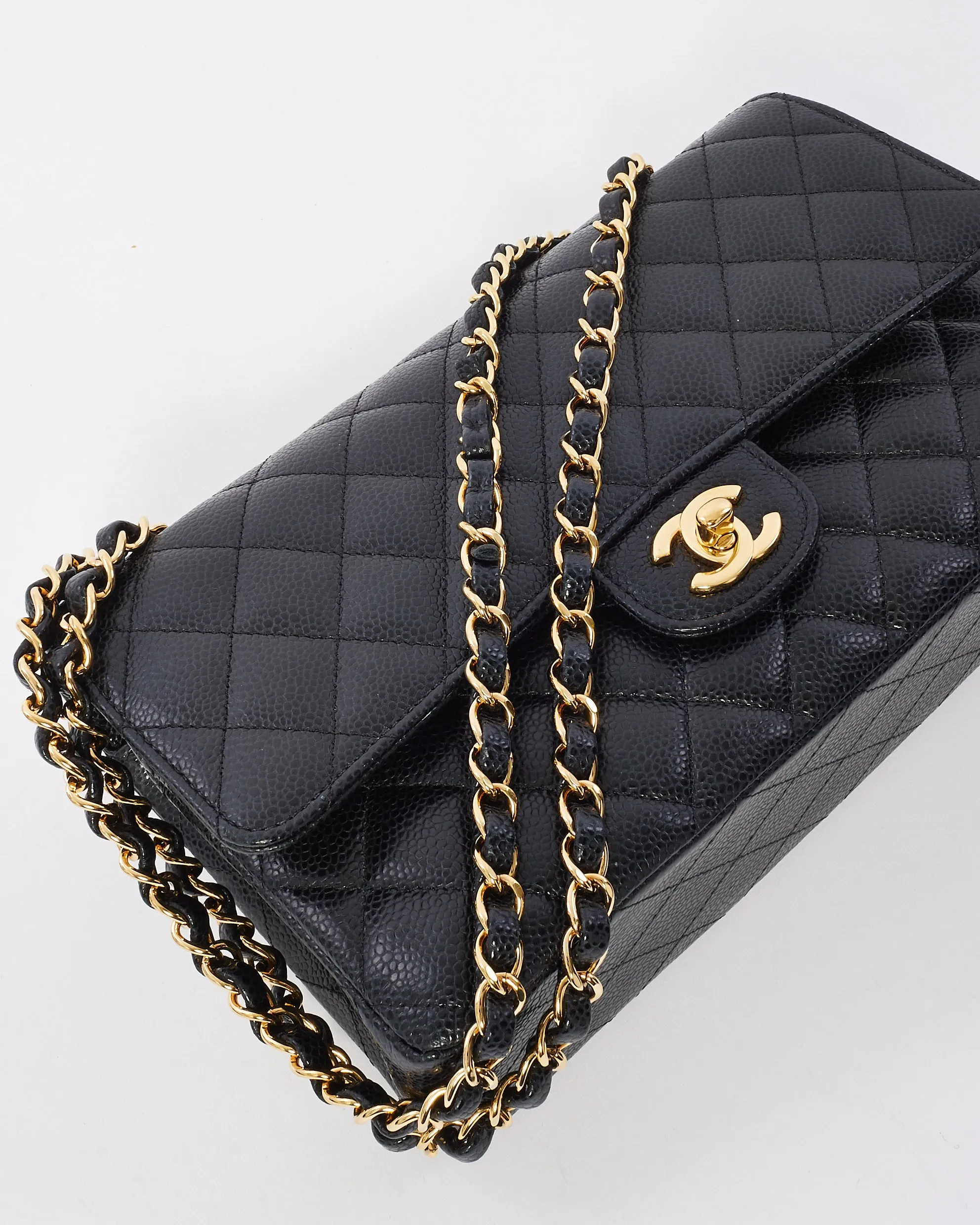 Chanel Black Caviar Leather Classic Medium Double Flap Bag GHW
