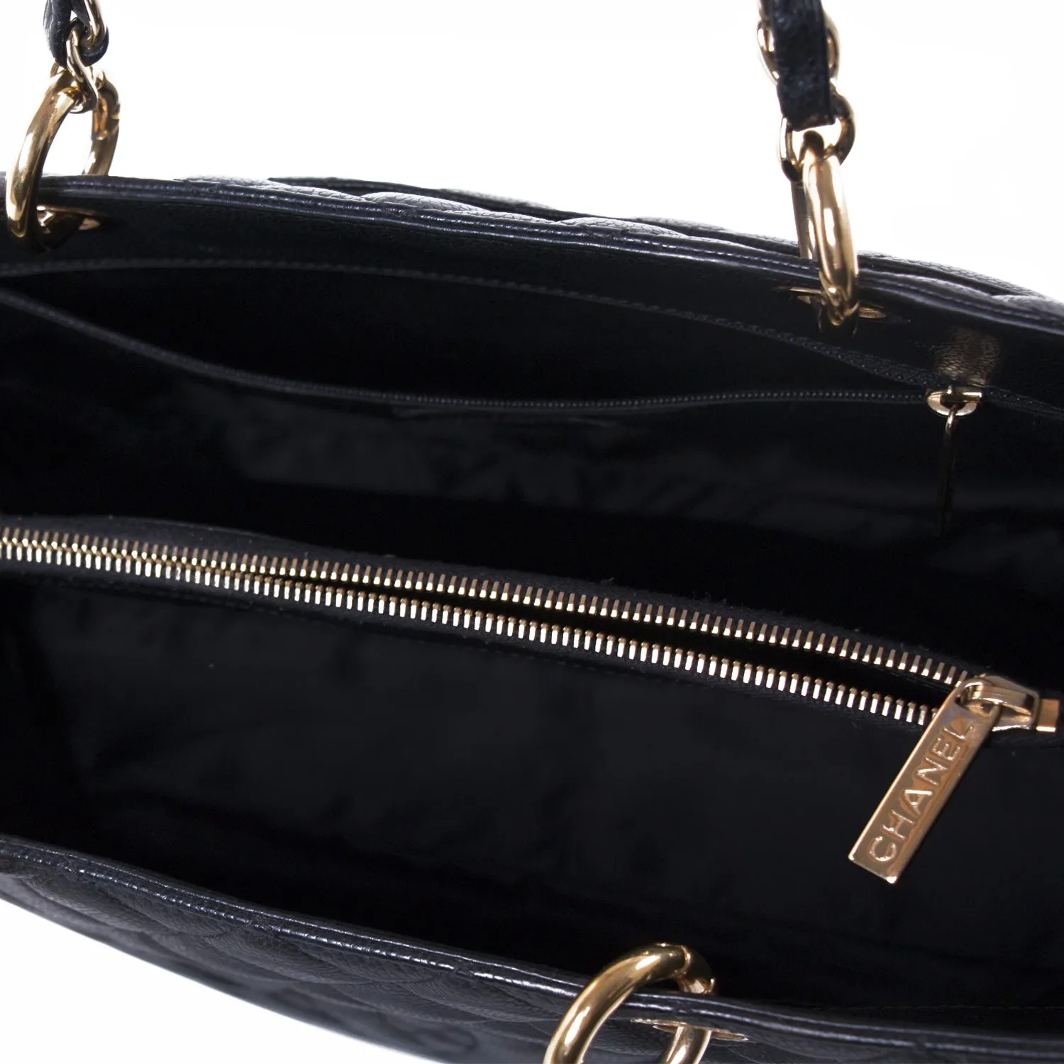 Chanel Black Caviar Leather Grand Shopping Tote