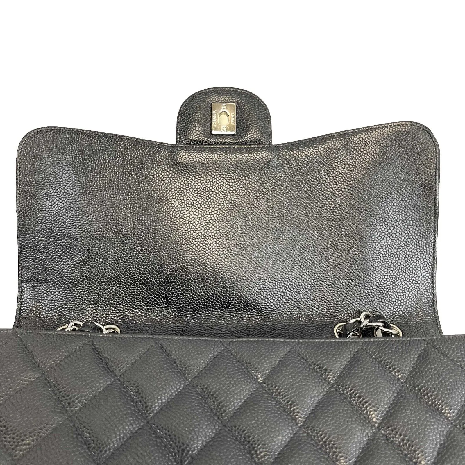 CHANEL - Black CC Caviar Quilted Leather Jumbo Shoulder Bag