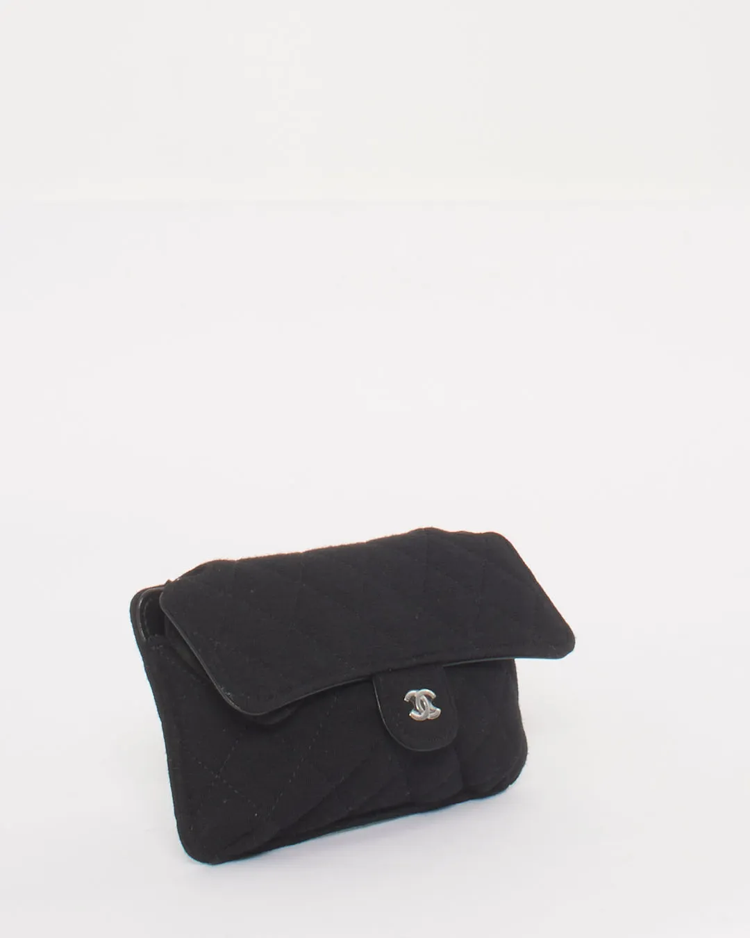 Chanel Black/Grey Wool/Multi Logo Mini Flap/Foldable Shopping Tote