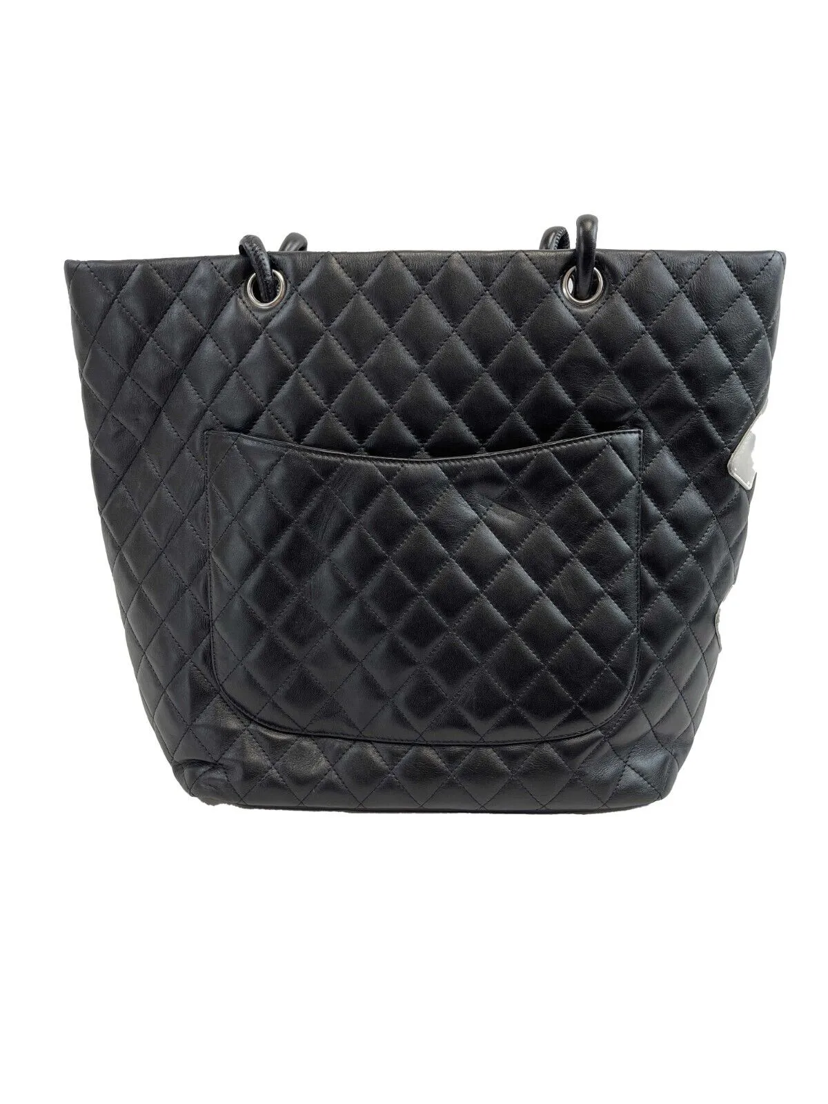CHANEL - Excellent - Cambon Large Tote Black White CC Leather Shoulder Bag