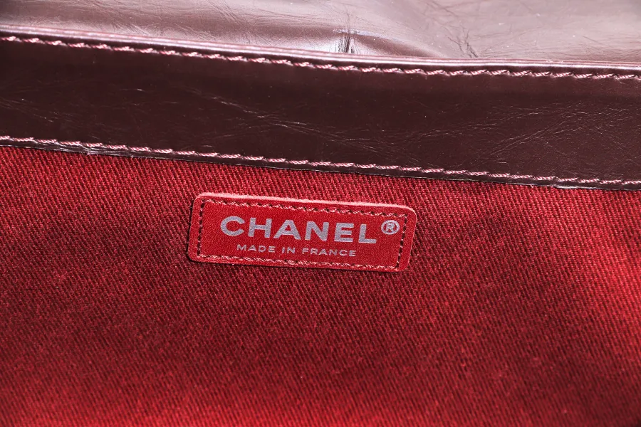 CHANEL LADY PEARLY FLAP (1690xxxx) BURGUNDY DISTRESSED LEATHER SILVER HARDWARE WITH CARD, DUST COVER & BOX