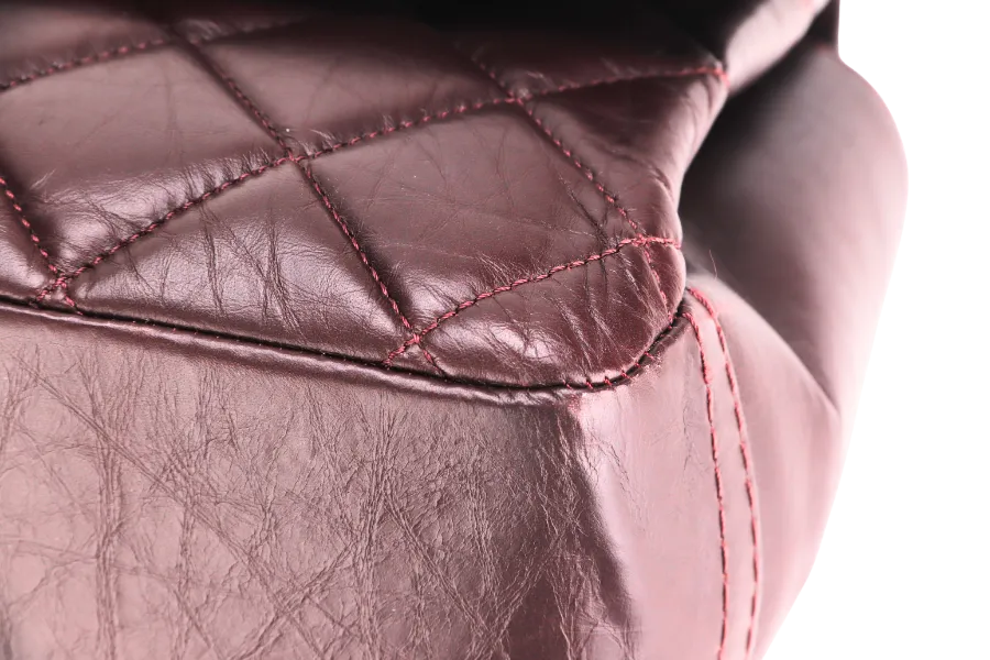 CHANEL LADY PEARLY FLAP (1690xxxx) BURGUNDY DISTRESSED LEATHER SILVER HARDWARE WITH CARD, DUST COVER & BOX