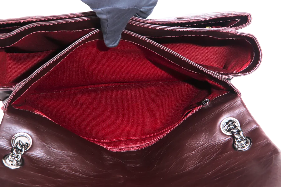CHANEL LADY PEARLY FLAP (1690xxxx) BURGUNDY DISTRESSED LEATHER SILVER HARDWARE WITH CARD, DUST COVER & BOX