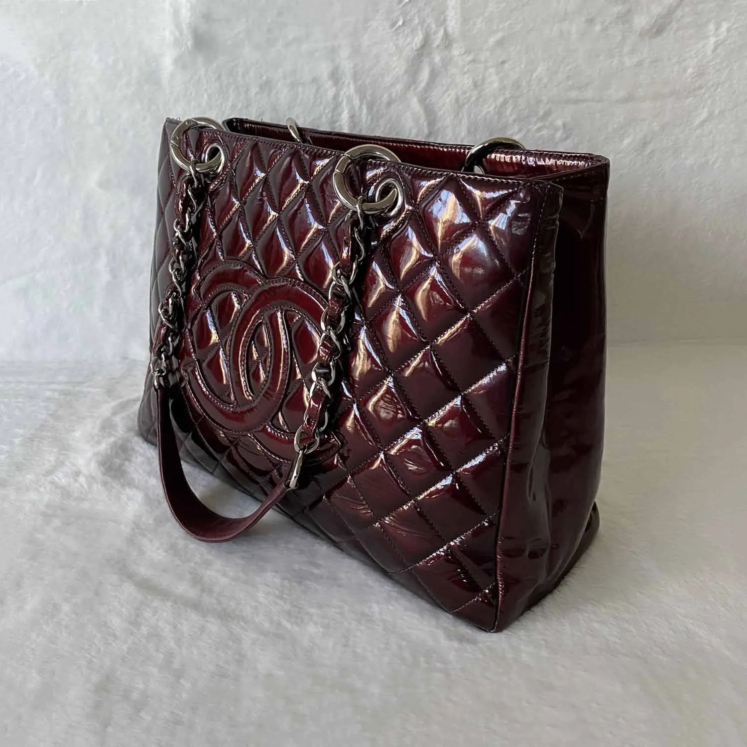 Chanel Patent Leather Grand Shopping Tote