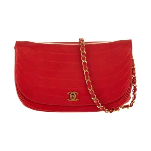 Chanel Red Half Moon Chain Shoulder Bag