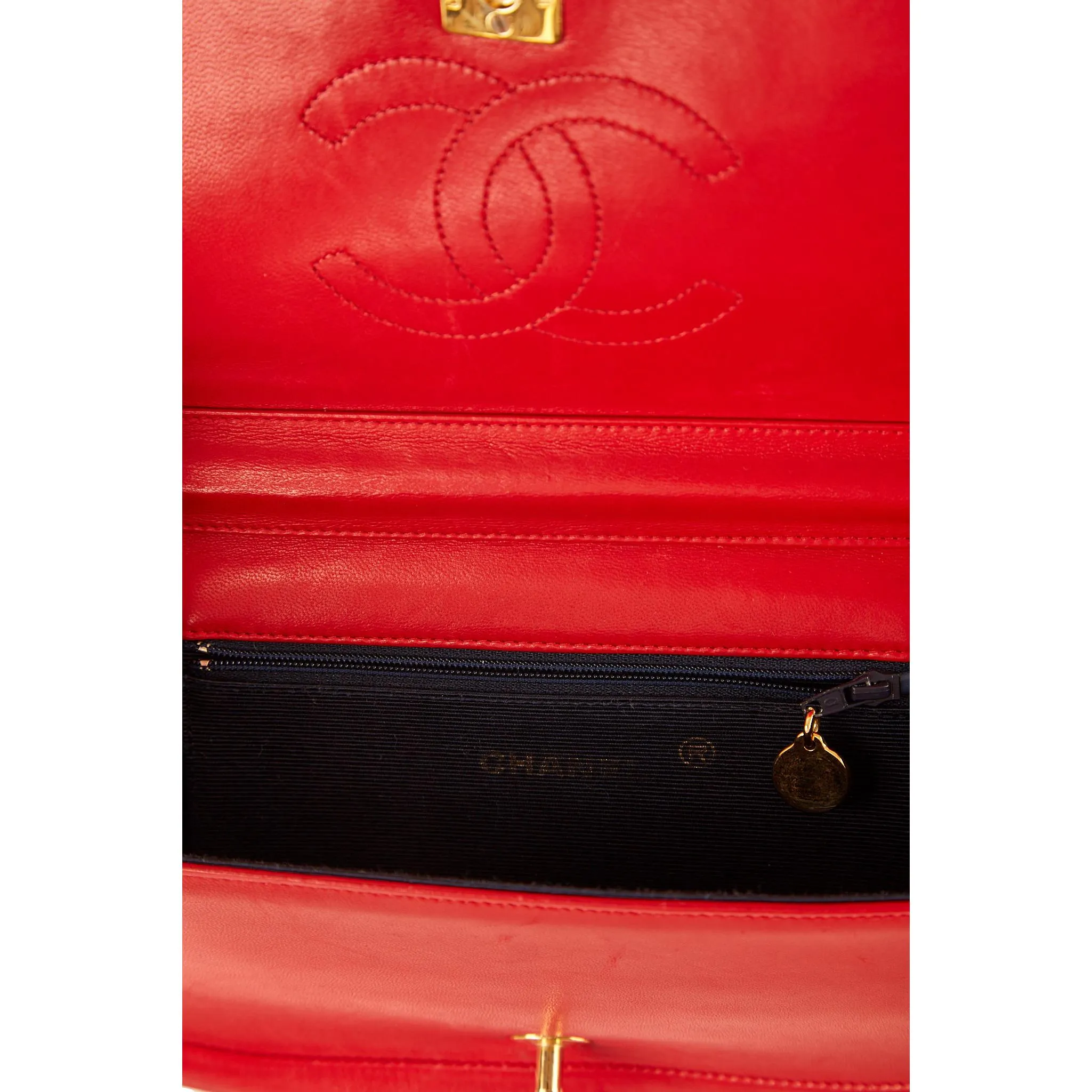 Chanel Red Half Moon Chain Shoulder Bag