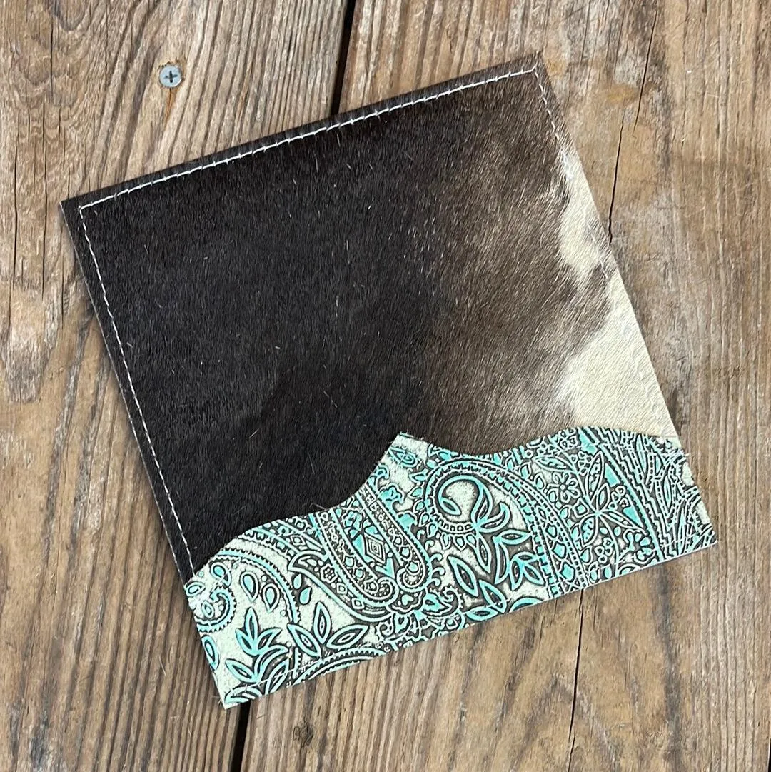 Checkbook Cover - Black w/ Mint Paisley
