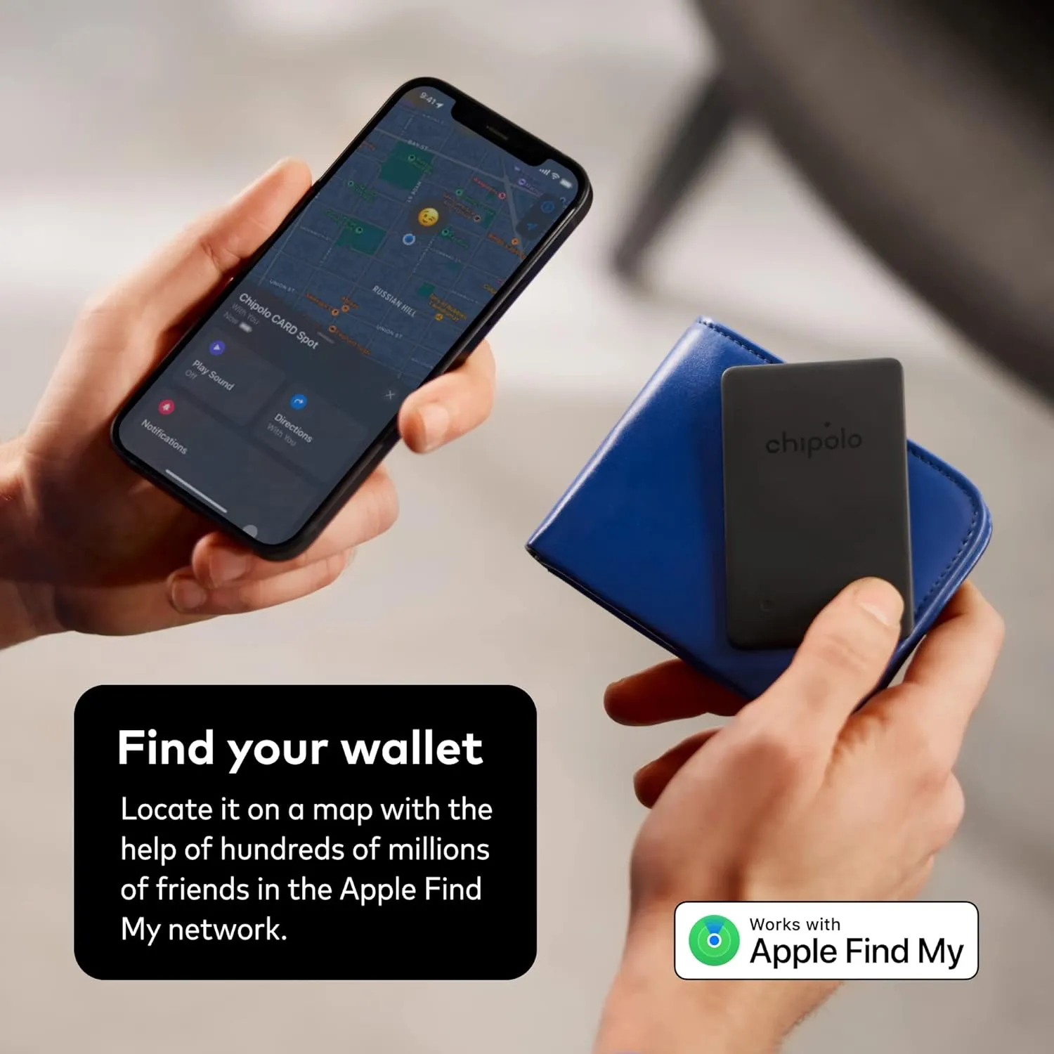 Chipolo Spot Pack – 1x Card Spot   1x ONE Spot – Wallet Tracker & Key Finder for Apple Find My app (iOS only) – Bluetooth Tracker for Keys, Bags, Luggage (Black)