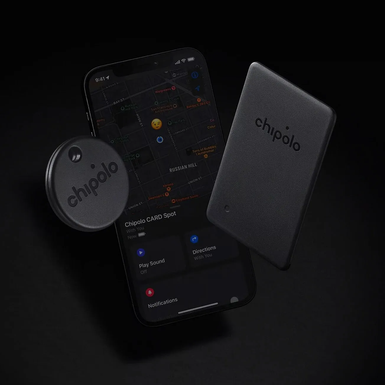 Chipolo Spot Pack – 1x Card Spot   1x ONE Spot – Wallet Tracker & Key Finder for Apple Find My app (iOS only) – Bluetooth Tracker for Keys, Bags, Luggage (Black)