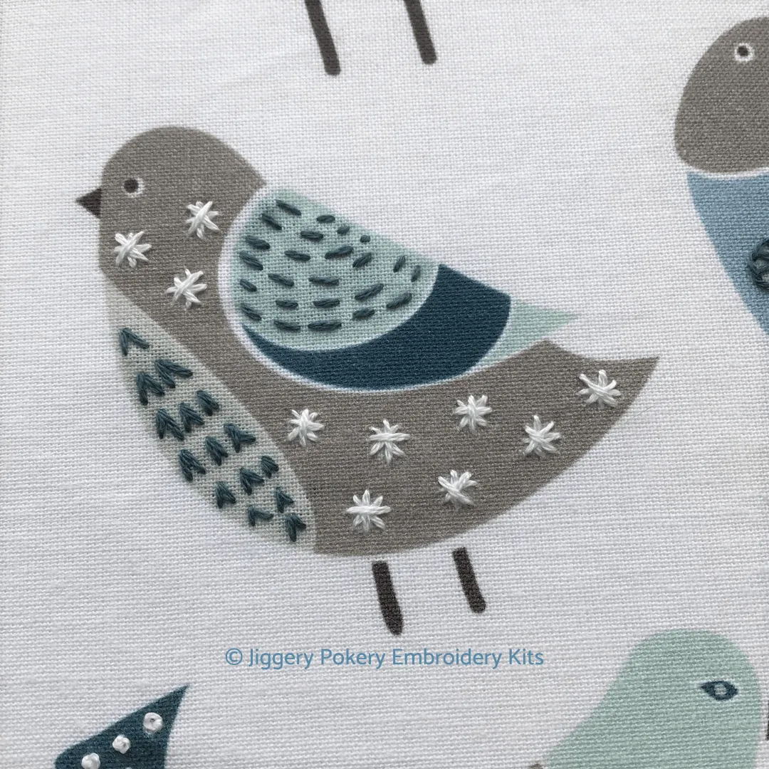 Chirpy birds embroidery pattern