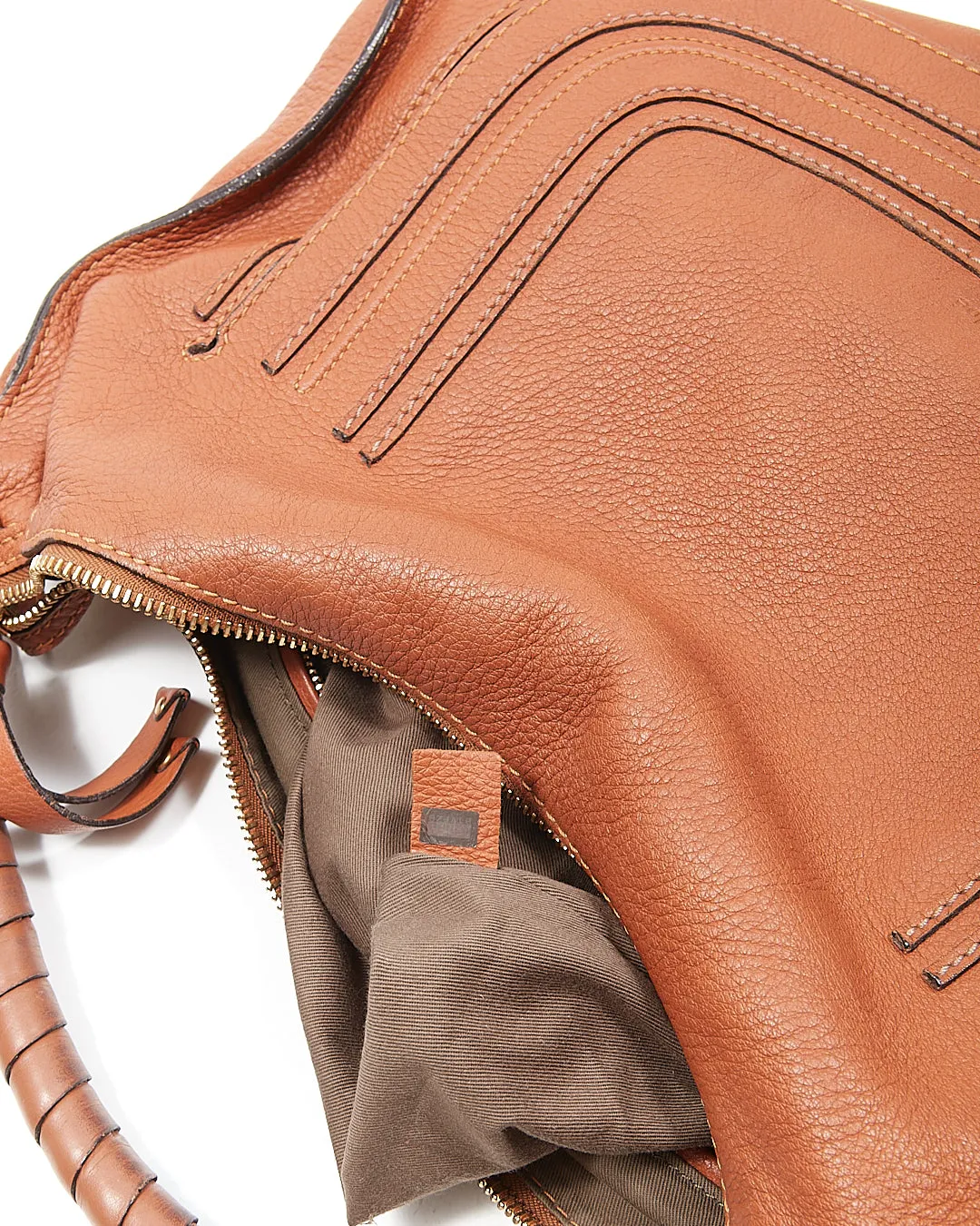 Chloe Tan Leather Large Marcie Hobo Shoulder Bag