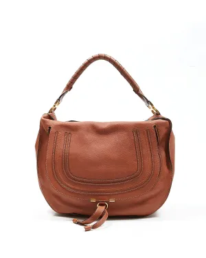 Chloe Tan Leather Large Marcie Hobo Shoulder Bag