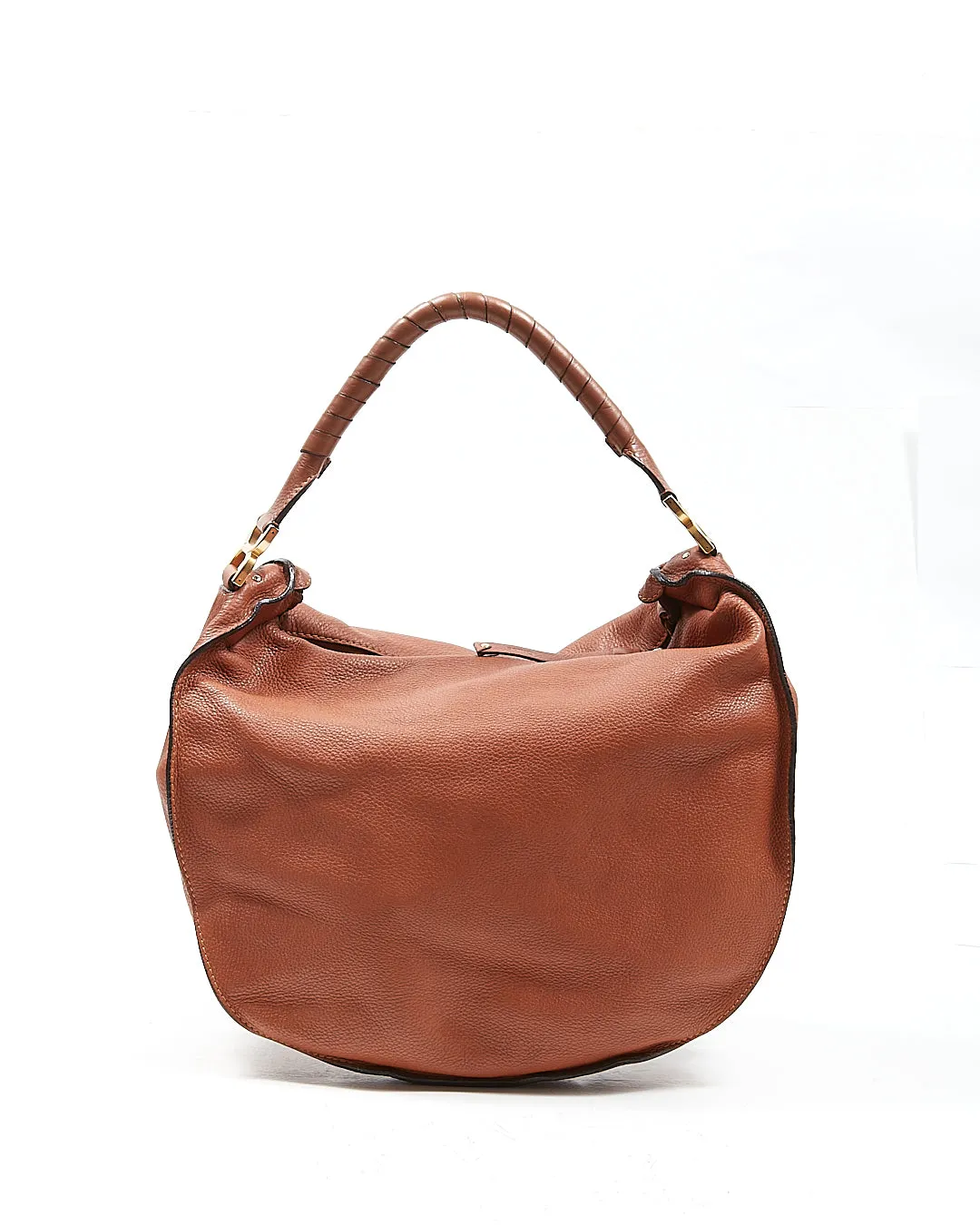 Chloe Tan Leather Large Marcie Hobo Shoulder Bag