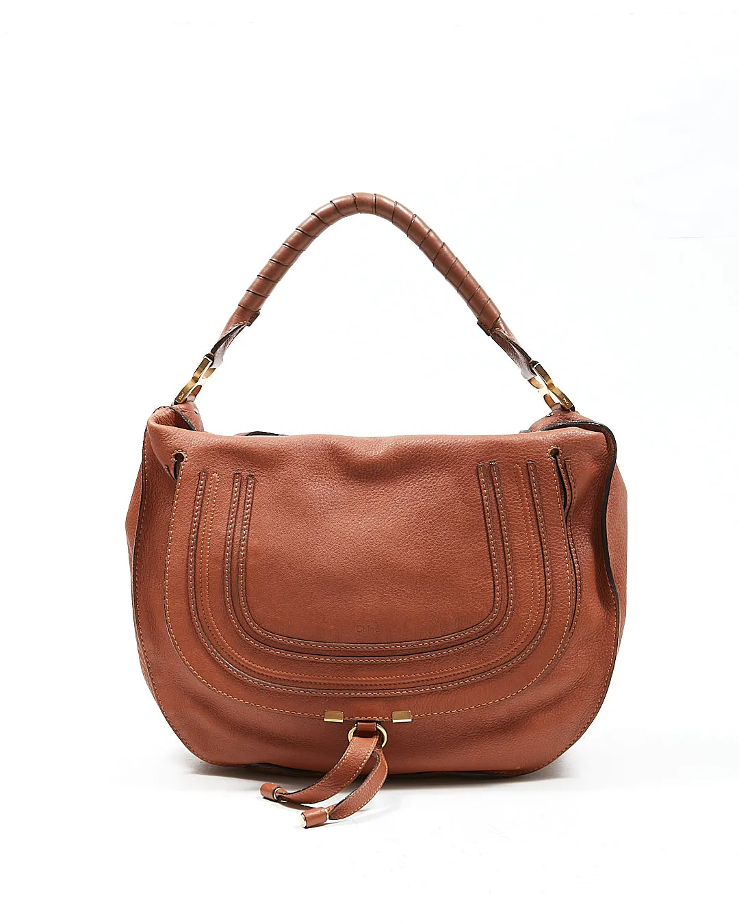 Chloe Tan Leather Large Marcie Hobo Shoulder Bag