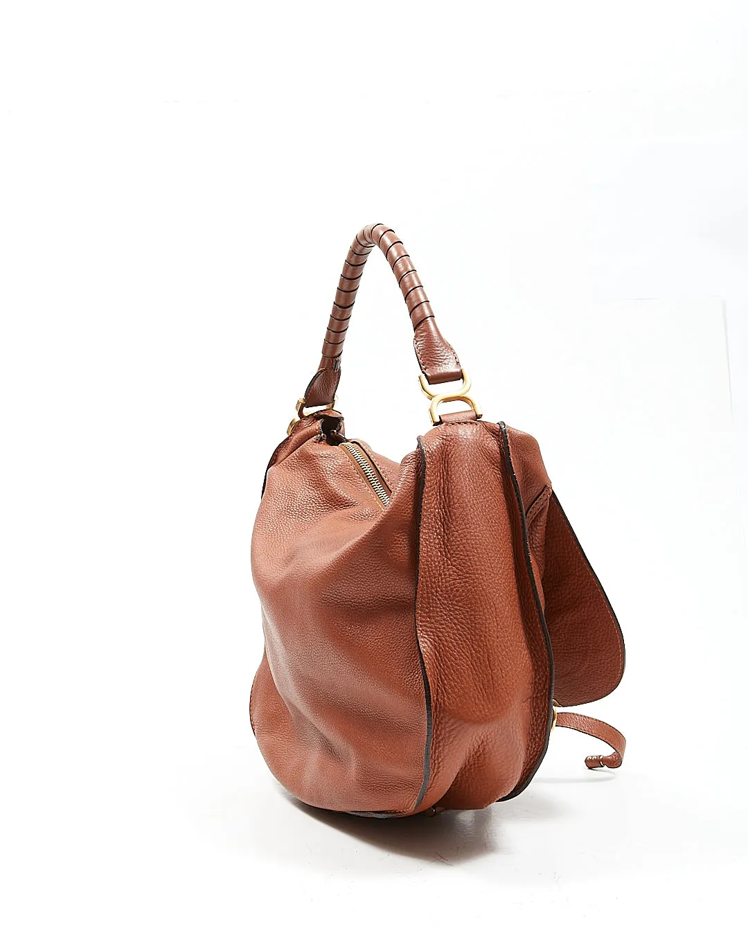 Chloe Tan Leather Large Marcie Hobo Shoulder Bag