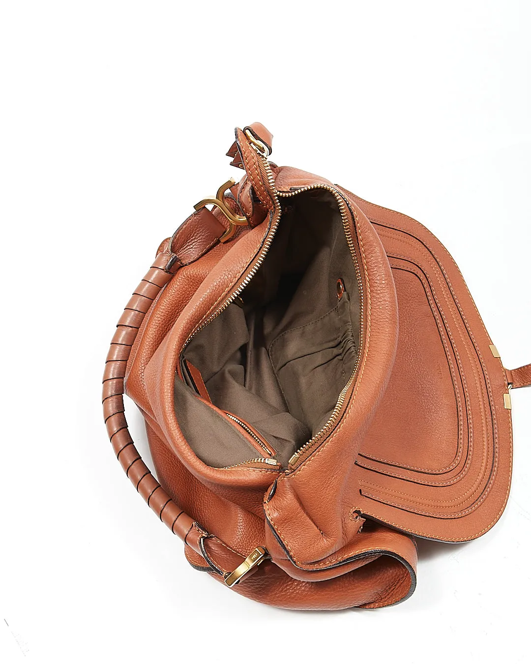 Chloe Tan Leather Large Marcie Hobo Shoulder Bag
