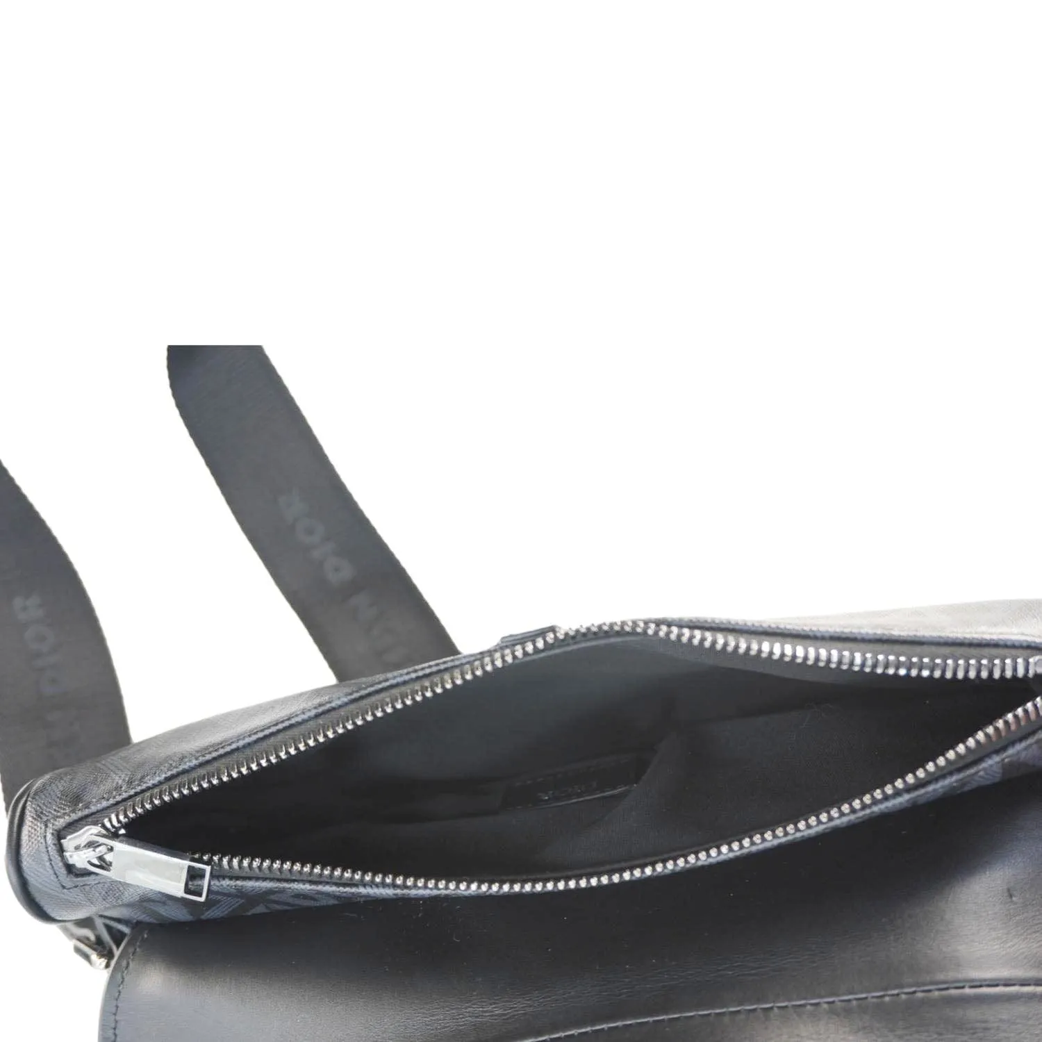 CHRISTIAN DIOR Diamond Canvas Saddle Crossbody Bag Black