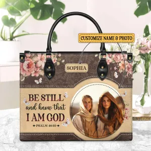 Christianartbag Handbags, Be Still And Know That I Am God Psalm 46 10 Leather Handbag, Handbag Design, Personalized Leather Handbag, Gifts for Women, CABLTB02141223.