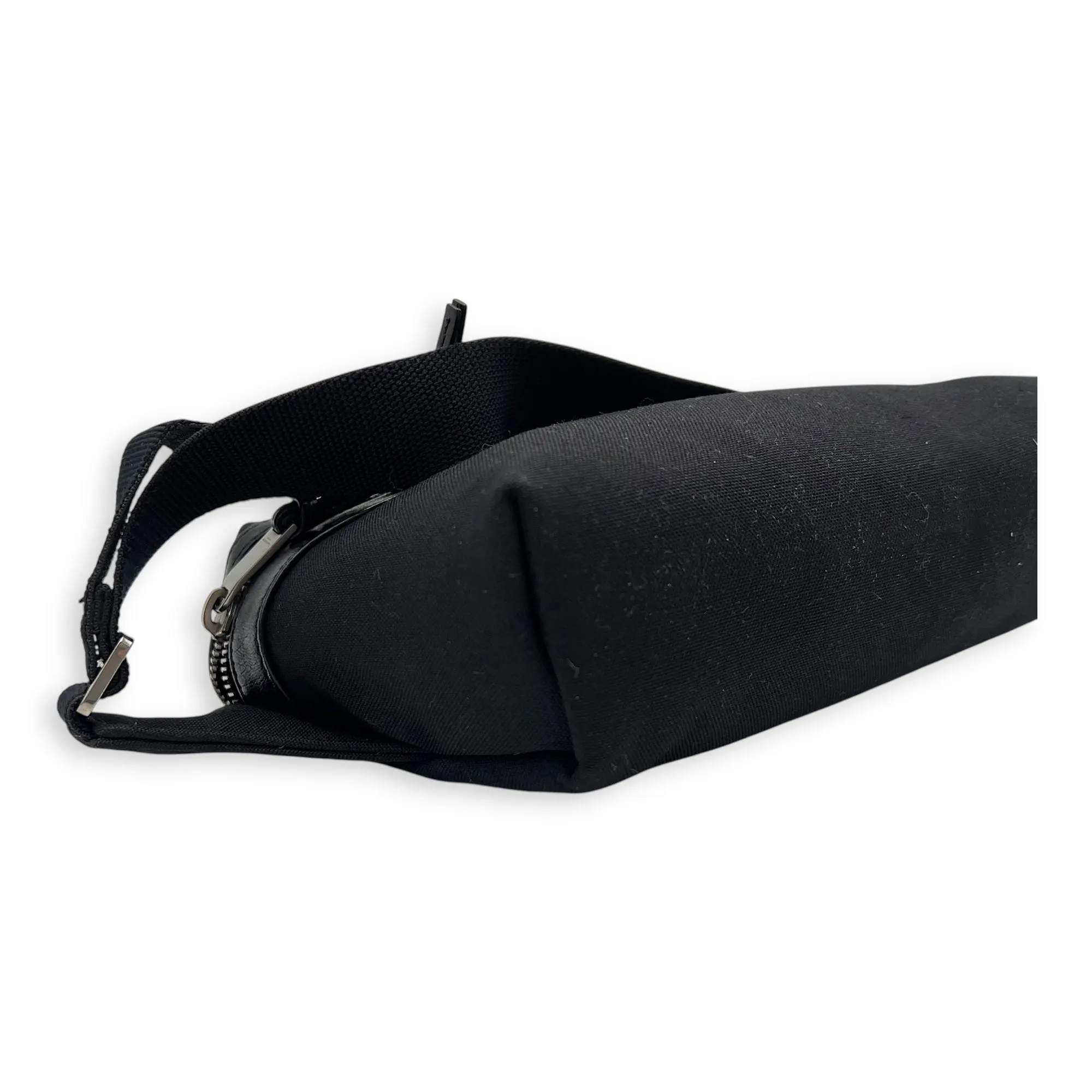 City Belt Bag Black in Canvas, Silver hardware