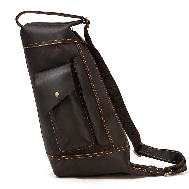 Classic Design Genuine Leather Chest Bag Sling Shoulder Bag