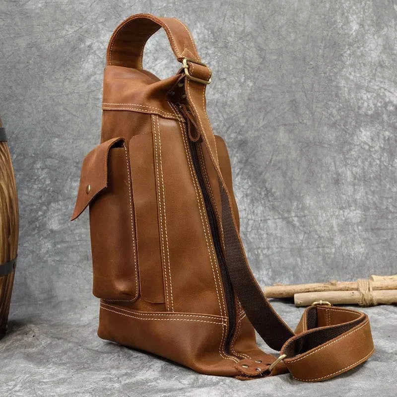 Classic Design Genuine Leather Chest Bag Sling Shoulder Bag