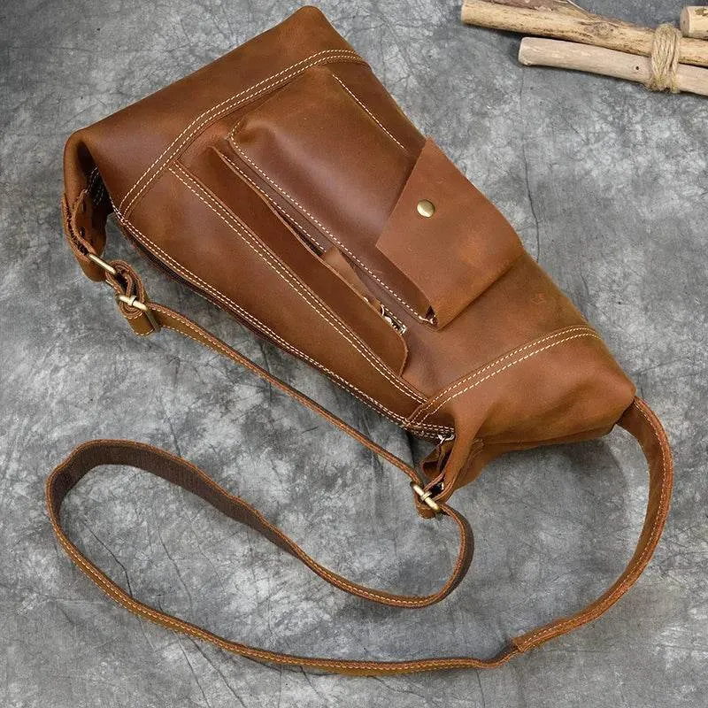 Classic Design Genuine Leather Chest Bag Sling Shoulder Bag