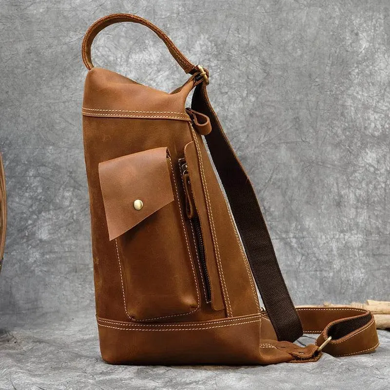 Classic Design Genuine Leather Chest Bag Sling Shoulder Bag