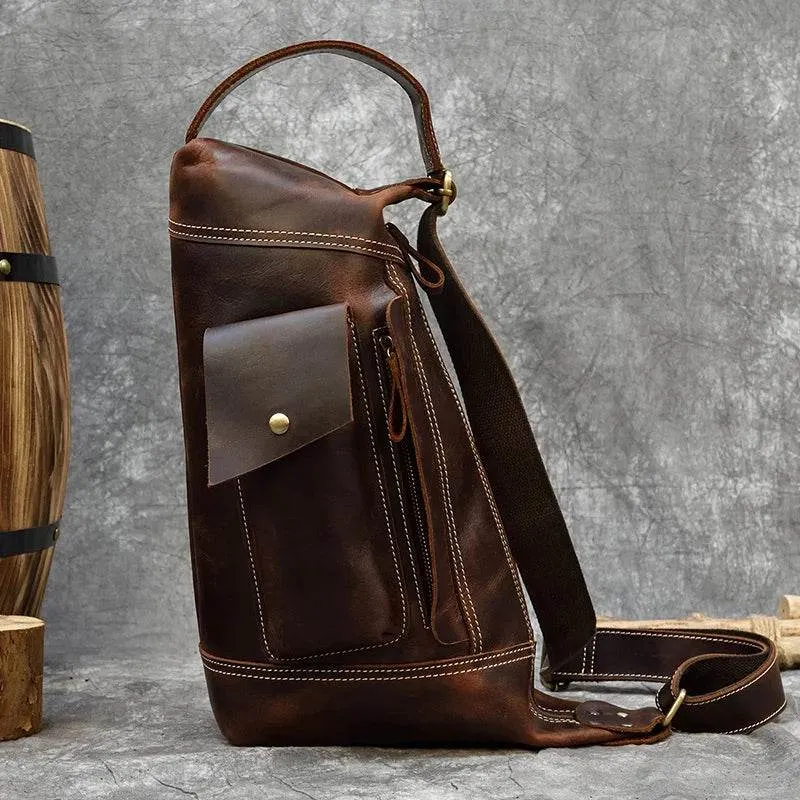 Classic Design Genuine Leather Chest Bag Sling Shoulder Bag